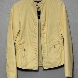 Baccini Light Yellow Fitted Leather Jacket